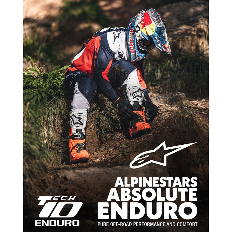 Alpinestars Tech 10 Enduro fluo oranži-melni-balti motocikla zābaki