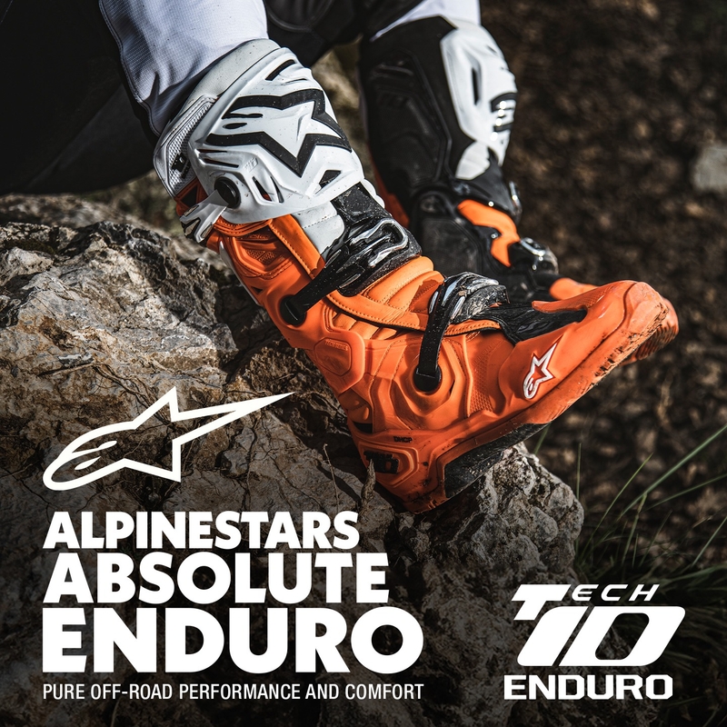 Alpinestars Tech 10 Enduro fluo oranži-melni-balti motocikla zābaki