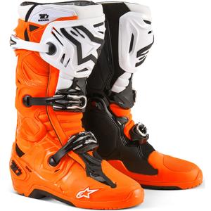 Alpinestars Tech 10 Enduro fluo oranži-melni-balti motocikla zābaki