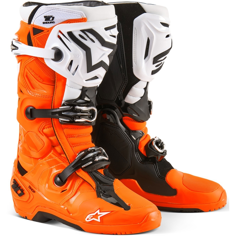 Alpinestars Tech 10 Enduro fluo oranži-melni-balti motocikla zābaki