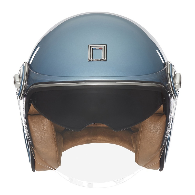 Atvērtā moto ķivere NOX PREMIUM Heritage tirkīza krāsā