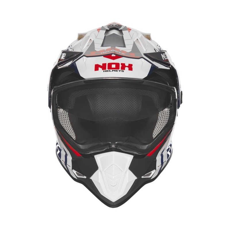 Enduro motociklu ķivere NOX N312 Vapor white-black-blue