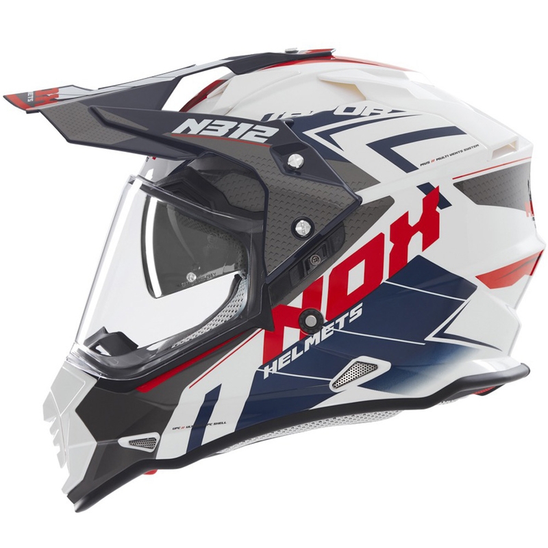 Enduro motociklu ķivere NOX N312 Vapor white-black-blue