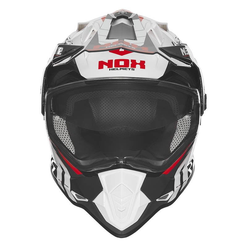Enduro helma na motorku NOX N312 Vapor bílo-černo-červená