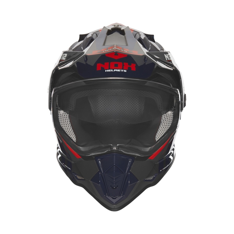Enduro motociklu ķivere NOX N312 Vapor melns-zils-sarkans