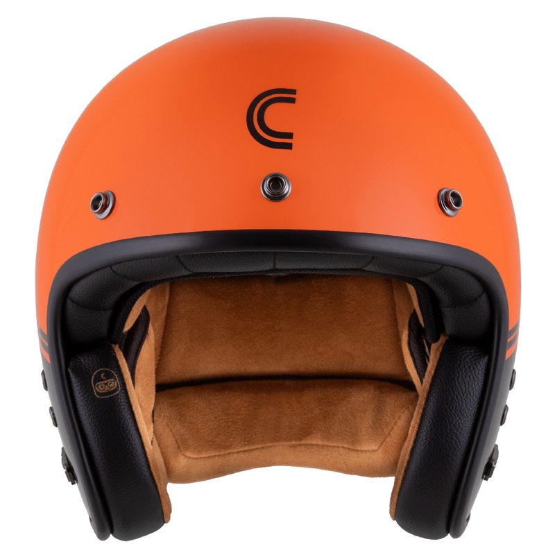Cassida Eso Super Hooligan Open motociklu ķivere Black-Orange Pearl