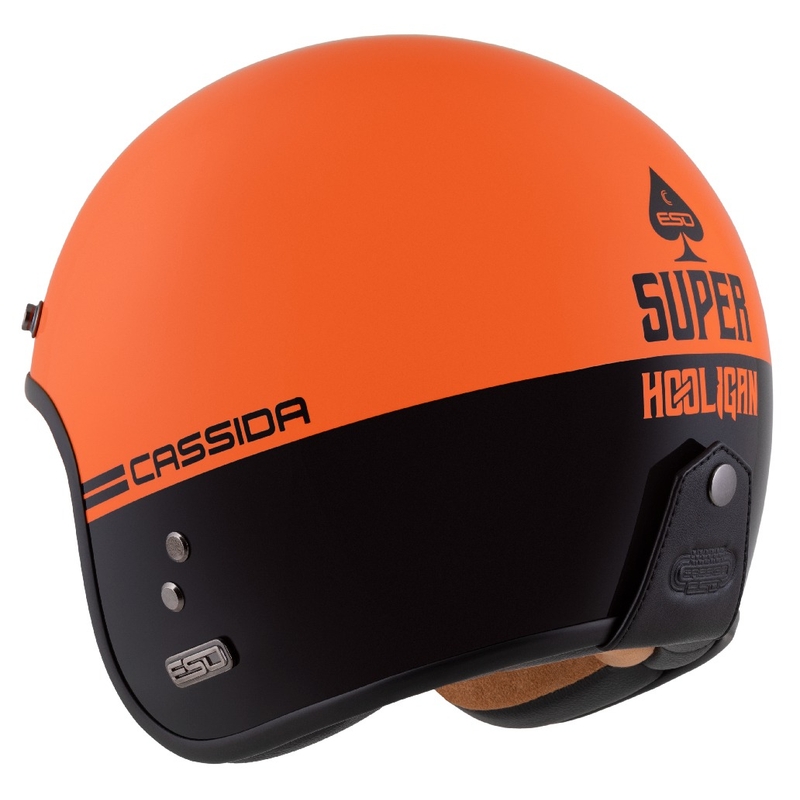 Cassida Eso Super Hooligan Open motociklu ķivere Black-Orange Pearl