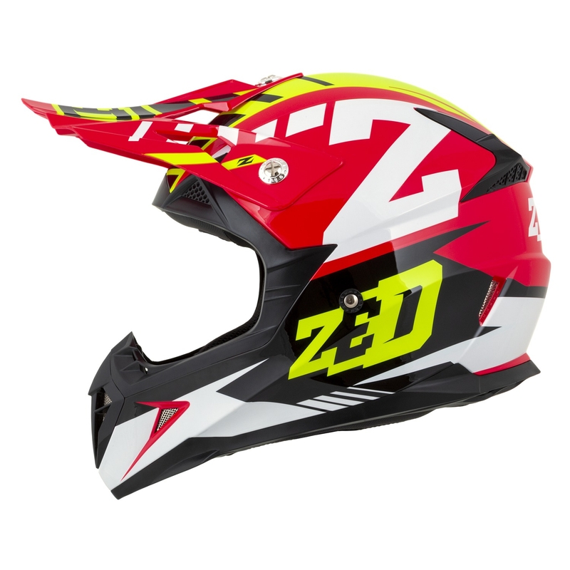 Motokrosa ķivere motociklam ZED X1.9 Targa sarkanā-fluo dzeltenā-melnā-baltā krāsā