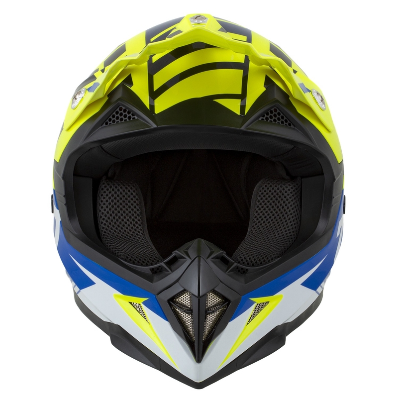 Motokrosa ķivere motociklam ZED X1.9 Targa fluo dzeltenā-zilā-melnā-baltā krāsā