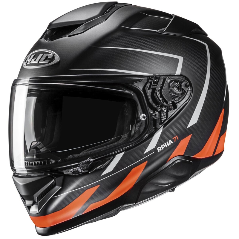 Integrālā motociklista ķivere HJC RPHA 71 CARBON Cano MC6HSF melni oranžā krāsā izpārdošana