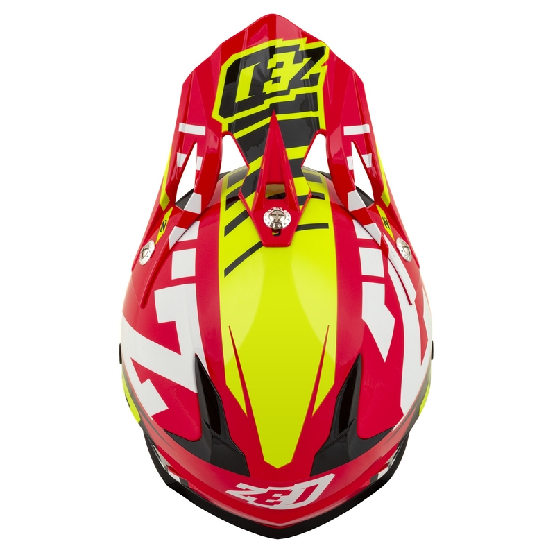 Bērnu motokrosa ķivere motociklam ZED X1.9D Targa sarkanā-fluo dzeltenā-melnā-baltā krāsā