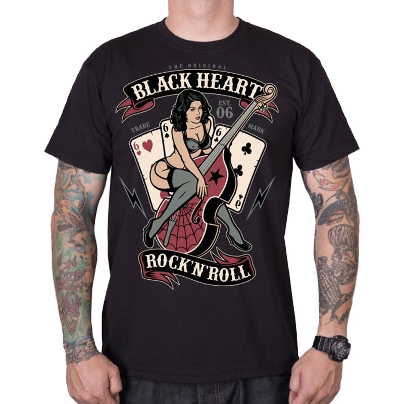 T-krekls Black Heart Bass Pin Up black