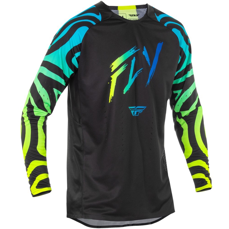 Motokrosa krekliņš FLY Racing Evolution melns-zils-fluo dzeltens