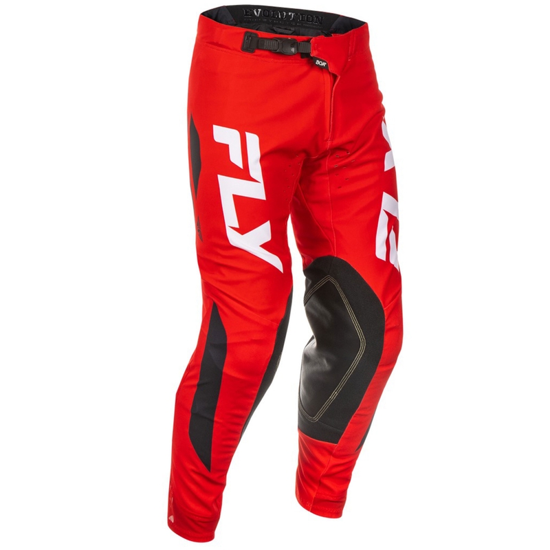 Motokrosa bikses FLY Racing Evolution sarkanbaltsarkanmelnas