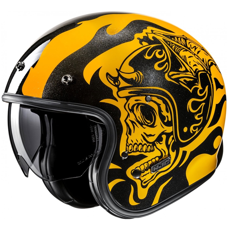 Atvērtā motociklu ķivere HJC V31 Flame MC3 dzelteni melna