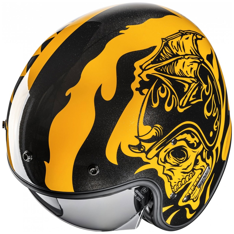 Atvērtā motociklu ķivere HJC V31 Flame MC3 dzelteni melna