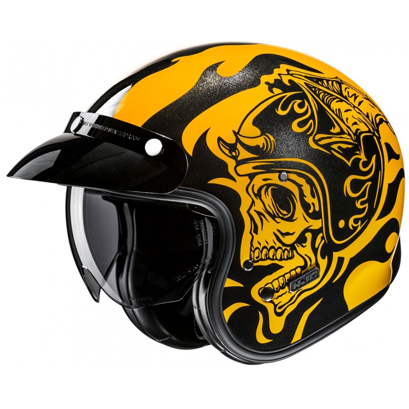 Atvērtā motociklu ķivere HJC V31 Flame MC3 dzelteni melna