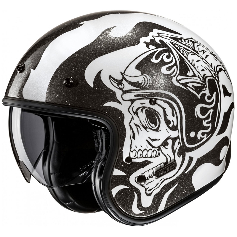 Atvērtā motociklu ķivere HJC V31 Flame MC5 melnā un baltā krāsā