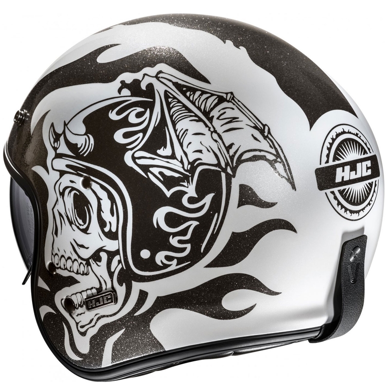 Atvērtā motociklu ķivere HJC V31 Flame MC5 melnā un baltā krāsā