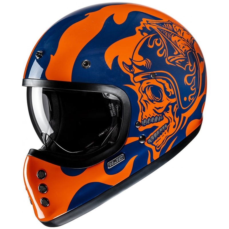 Integrēta motociklistu ķivere HJC V60 Flame MC27 oranži zila