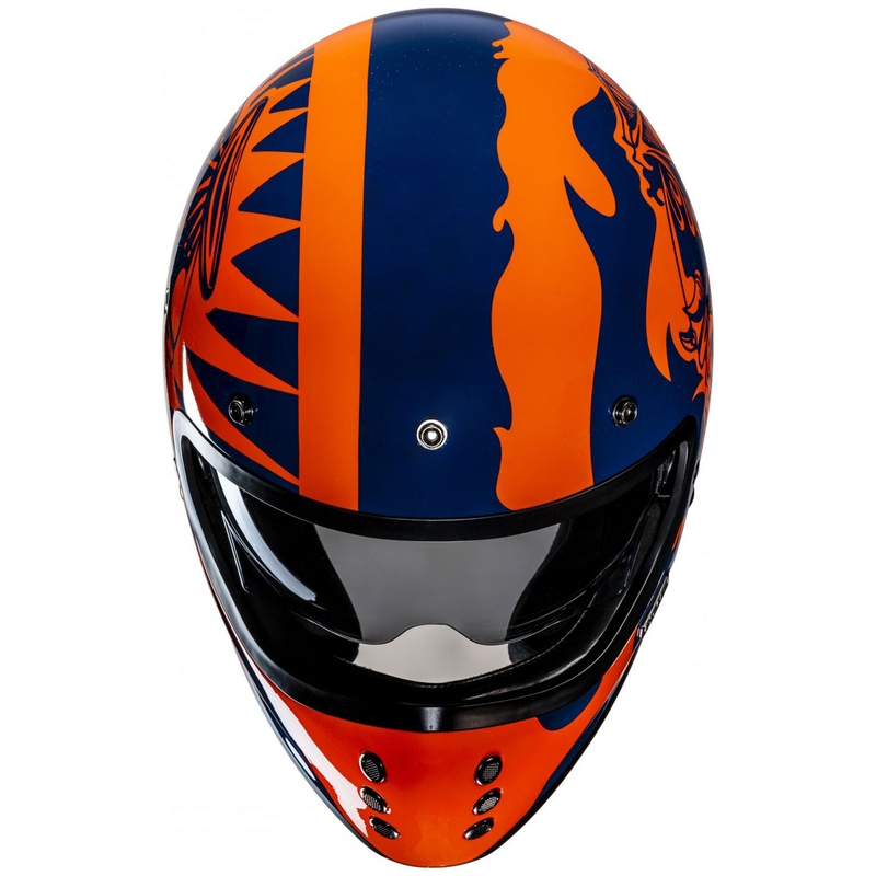 Integrēta motociklistu ķivere HJC V60 Flame MC27 oranži zila