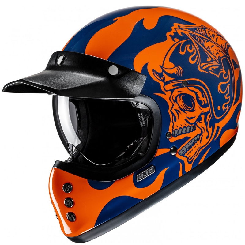 Integrēta motociklistu ķivere HJC V60 Flame MC27 oranži zila