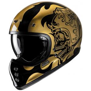 Integrēta motocikla ķivere HJC V60 Flame MC9 zeltaini melna