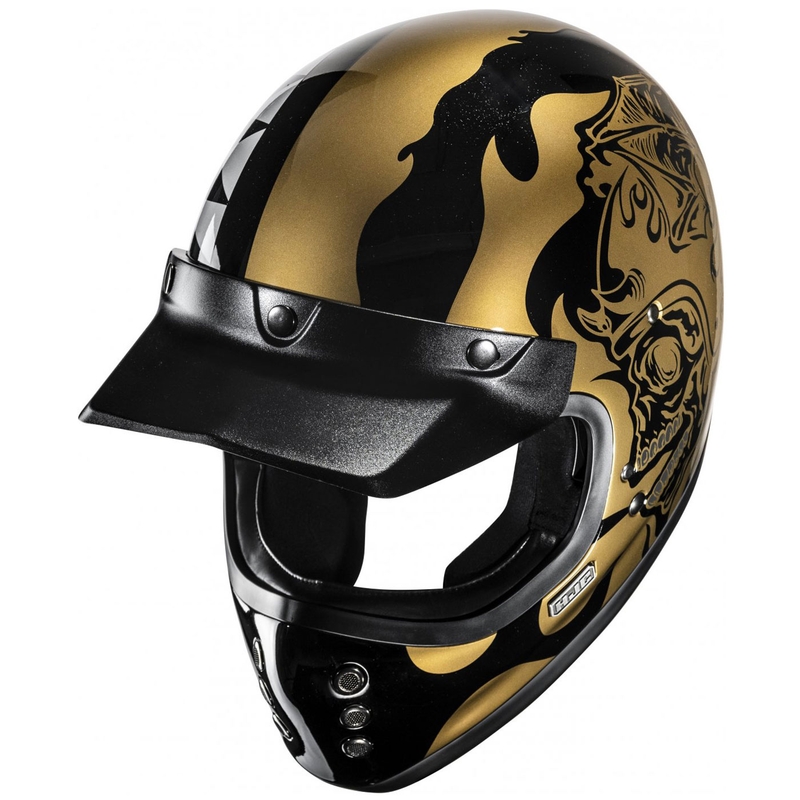 Integrēta motocikla ķivere HJC V60 Flame MC9 zeltaini melna