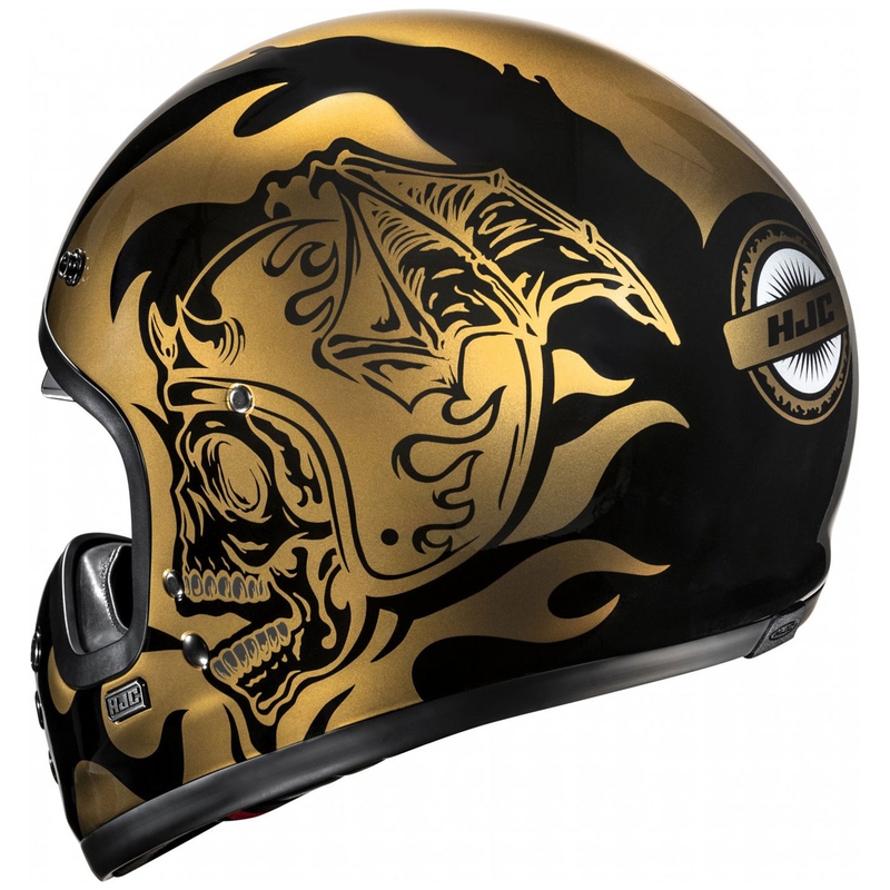 Integrēta motocikla ķivere HJC V60 Flame MC9 zeltaini melna