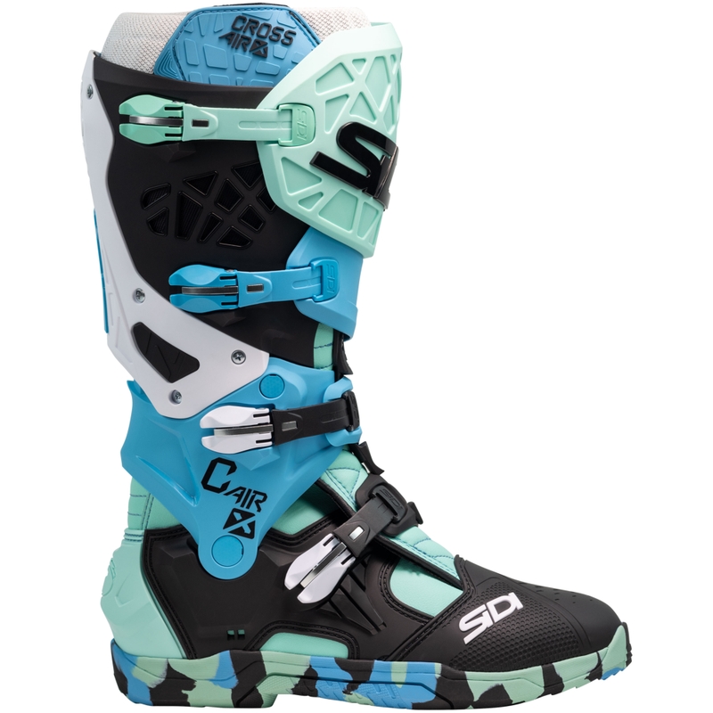 SiDi Crossair X melni un tirkīza motocikla zābaki