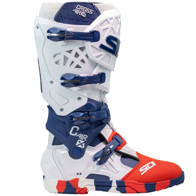 SiDi Crossair X motocikla zābaki balti-zili-sarkani