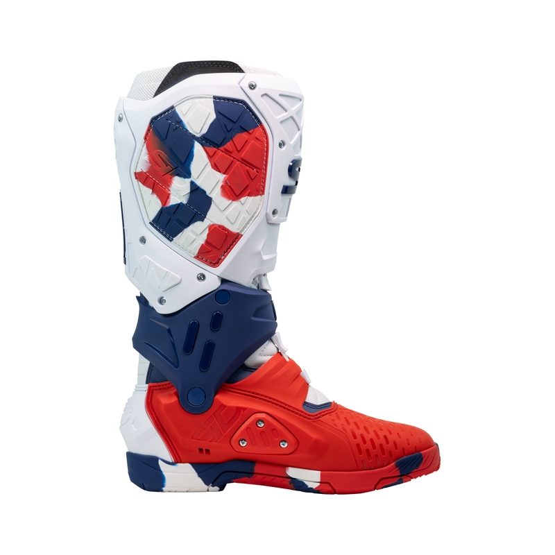 SiDi Crossair X motocikla zābaki balti-zili-sarkani