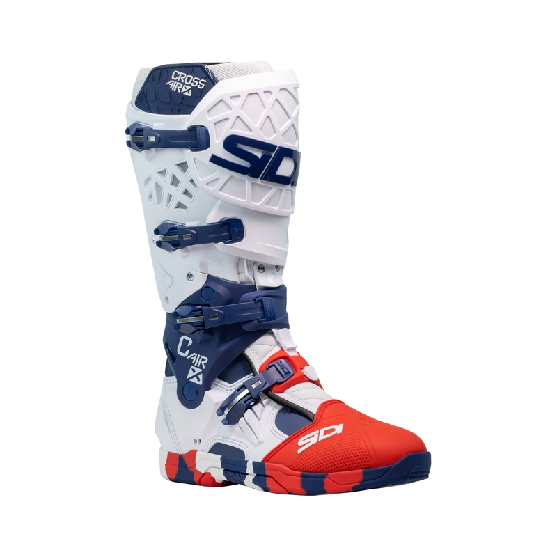 SiDi Crossair X motocikla zābaki balti-zili-sarkani