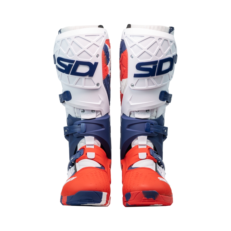 SiDi Crossair X motocikla zābaki balti-zili-sarkani