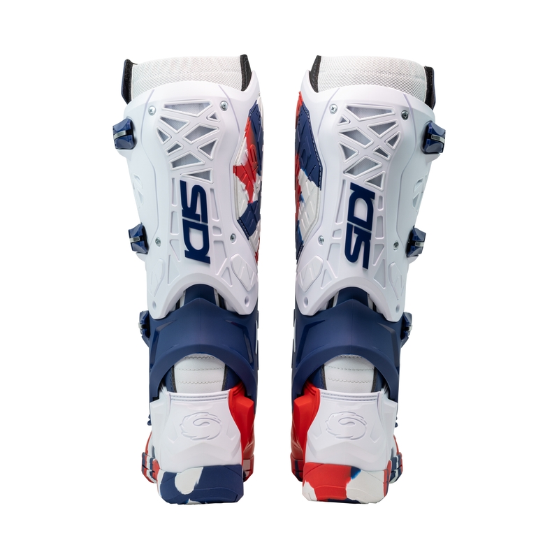SiDi Crossair X motocikla zābaki balti-zili-sarkani