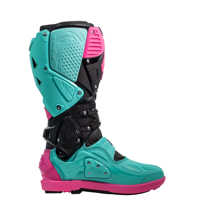 SiDi Crossfire 3 SRS Black-Mint-Pink Motociklu zābaki