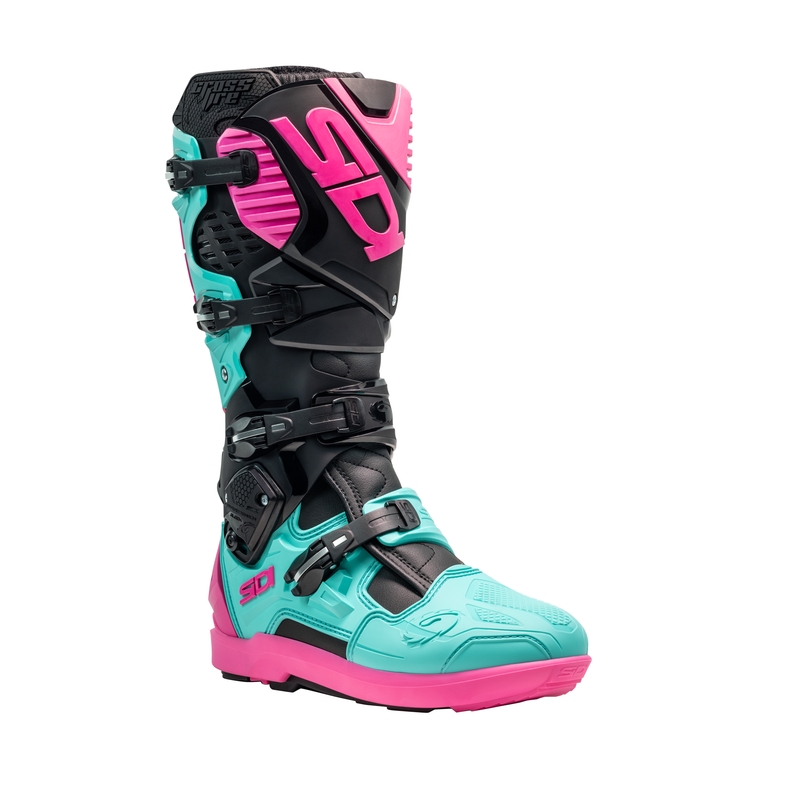 SiDi Crossfire 3 SRS Black-Mint-Pink Motociklu zābaki