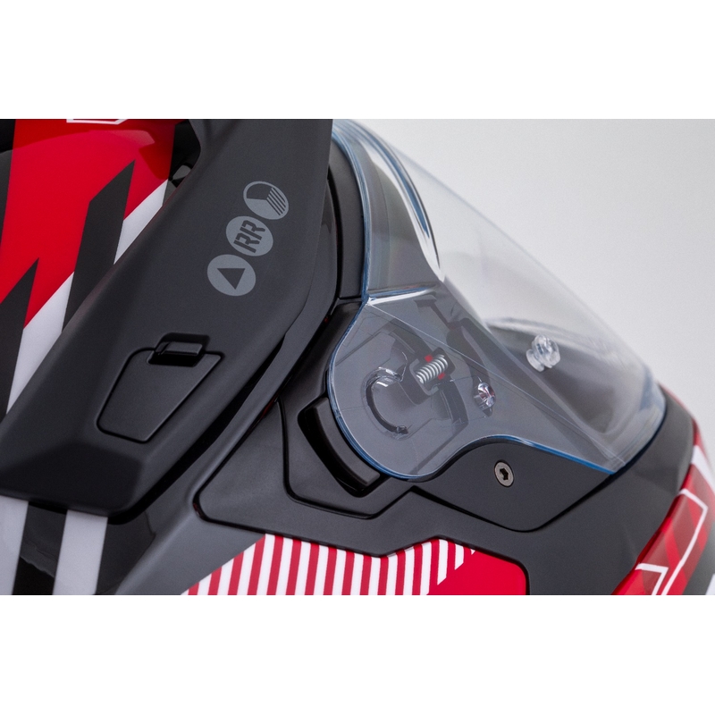 Enduro ķivere Cassida Road Runner TechniX sarkanā-melnā-baltā-pelēkā krāsā