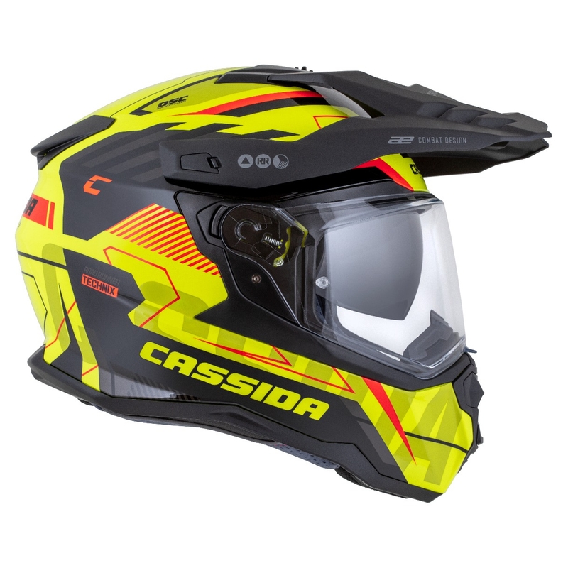 Enduro ķivere Cassida Road Runner TechniX fluo dzeltena-melna-oranža-pelēka
