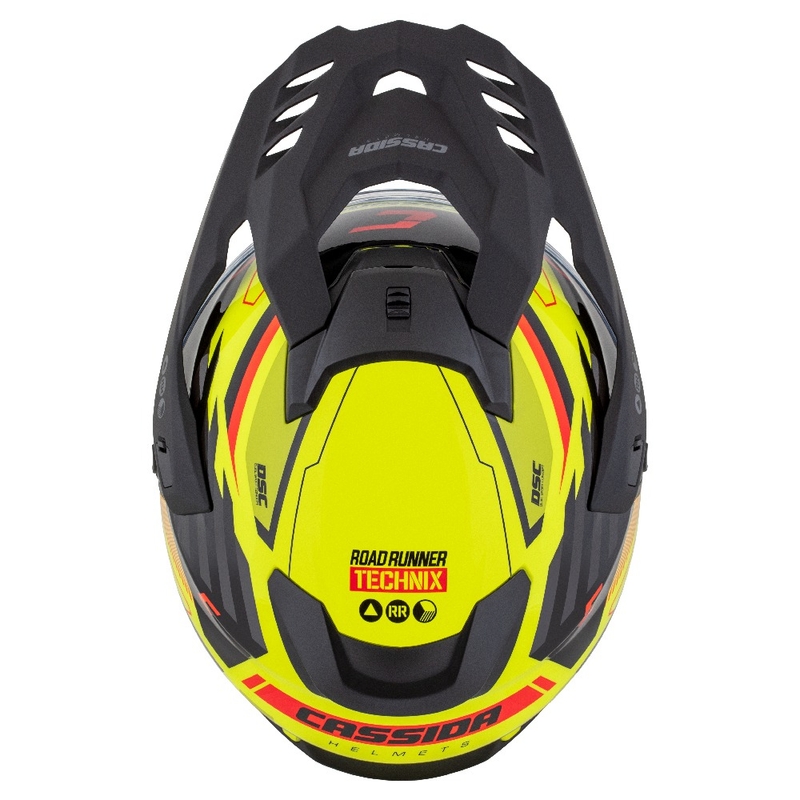Enduro ķivere Cassida Road Runner TechniX fluo dzeltena-melna-oranža-pelēka