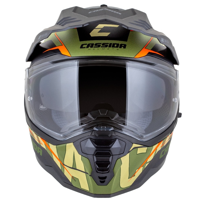Enduro ķivere Cassida Road Runner TechniX matēta zaļgani-melnā-oranžā-pelēkā krāsā