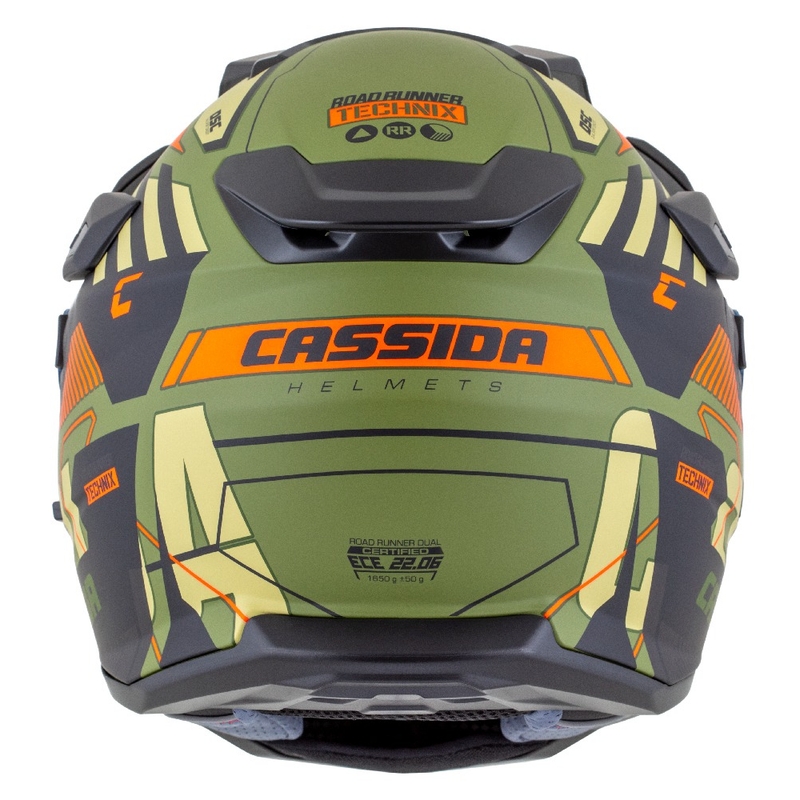 Enduro ķivere Cassida Road Runner TechniX matēta zaļgani-melnā-oranžā-pelēkā krāsā