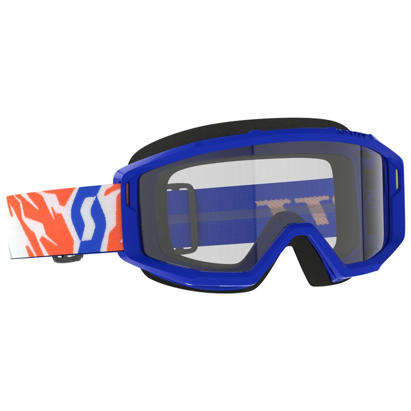 Bērnu motokrosa brilles SCOTT Primal Youth zilas ar caurspīdīgu pleksi