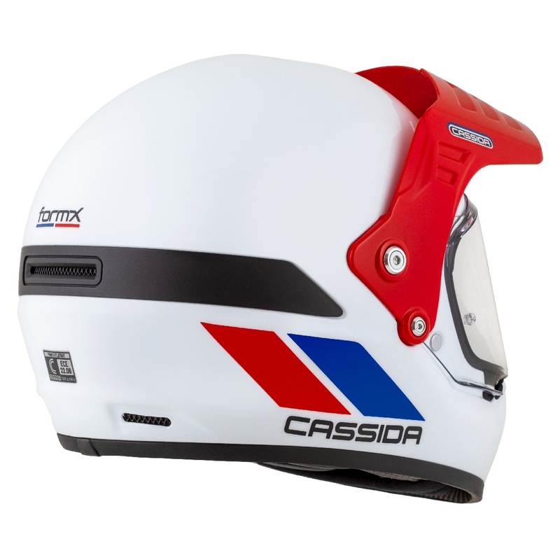 Enduro ķivere Cassida FormX FlatOut balta-zilā-sarkana