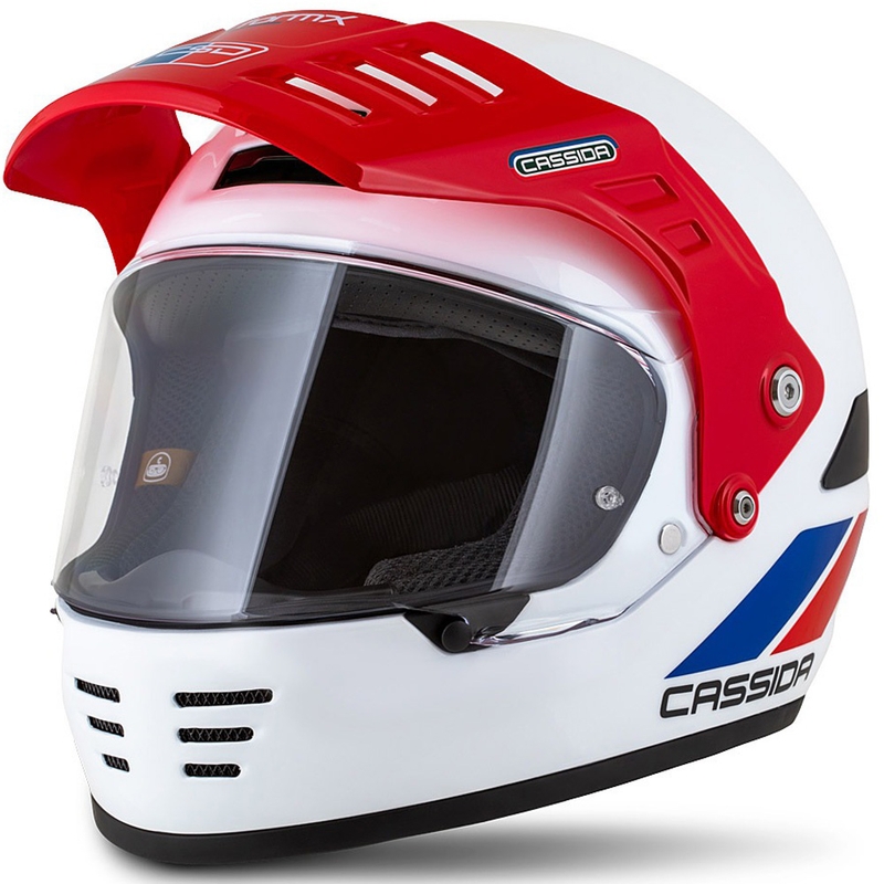 Enduro ķivere Cassida FormX FlatOut balta-zilā-sarkana