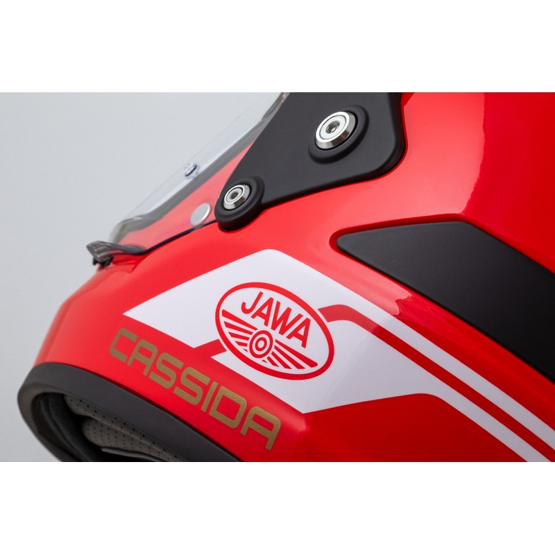 Enduro ķivere Cassida FormX Jawa RotaX sarkanbaltsarkanā-balta-zelta