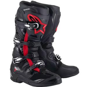 Alpinestars TECH 7 motokrosa zābaki melni-fluo sarkani