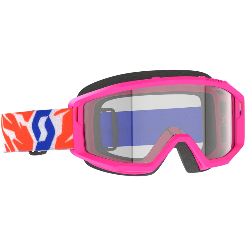 Bērnu motokrosa brilles SCOTT Primal Youth rozā krāsā ar caurspīdīgu pleksi