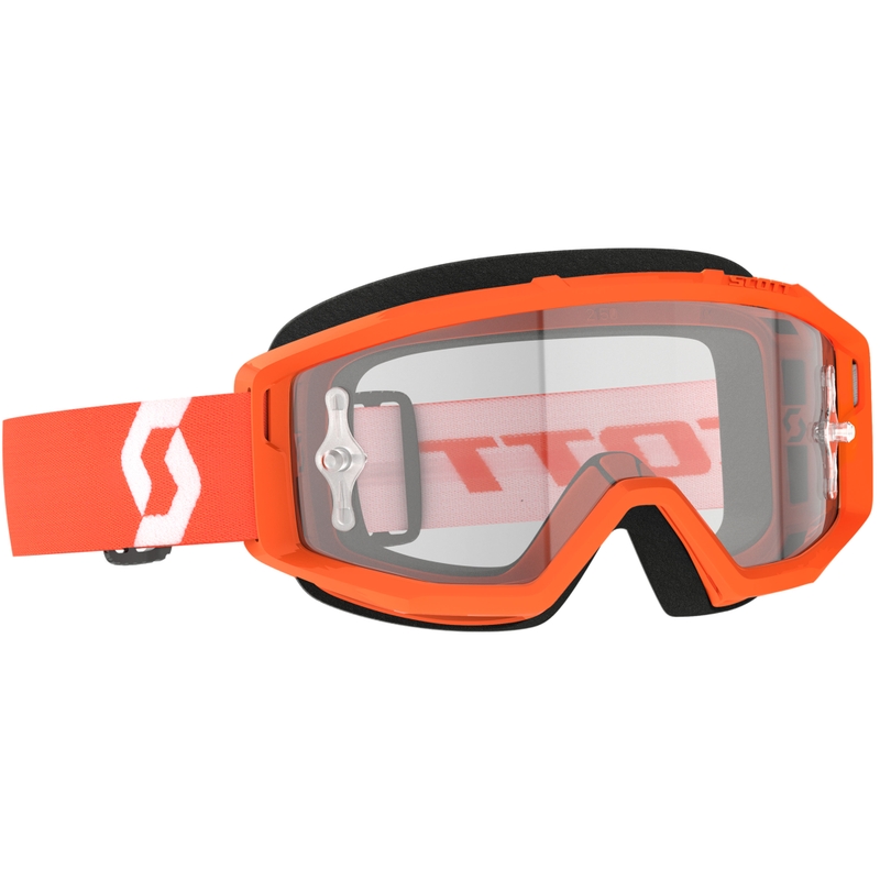 Motokrosa brilles SCOTT Primal Clear oranžā un baltā krāsā ar caurspīdīgu pleksi
