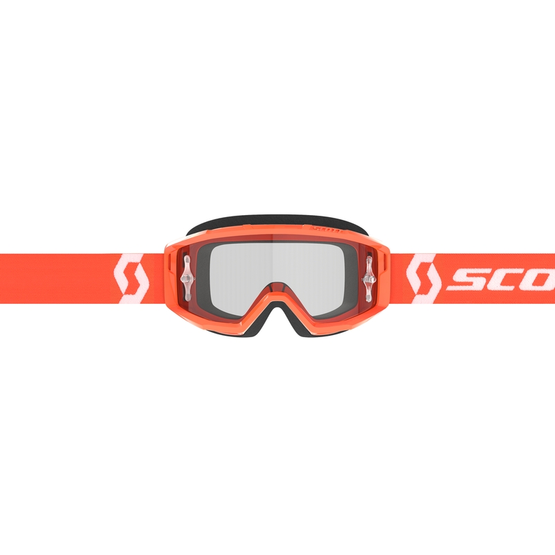 Motokrosa brilles SCOTT Primal Clear oranžā un baltā krāsā ar caurspīdīgu pleksi